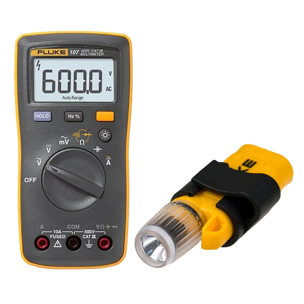 Комплект - мультиметр Fluke 107 с фонарем на головной убор Fluke L205
