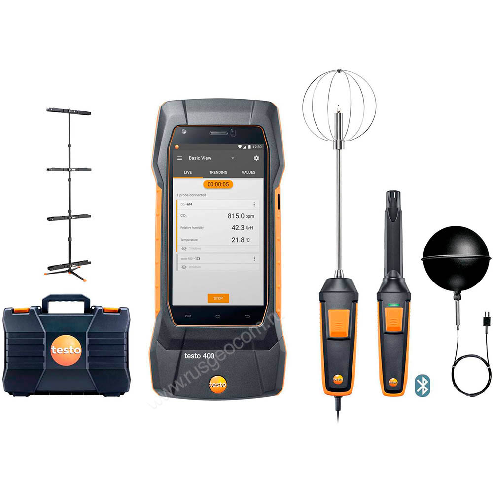 Комплект Testo 400 для оценки качества воздуха и уровня комфорта в помещении со стойкой
